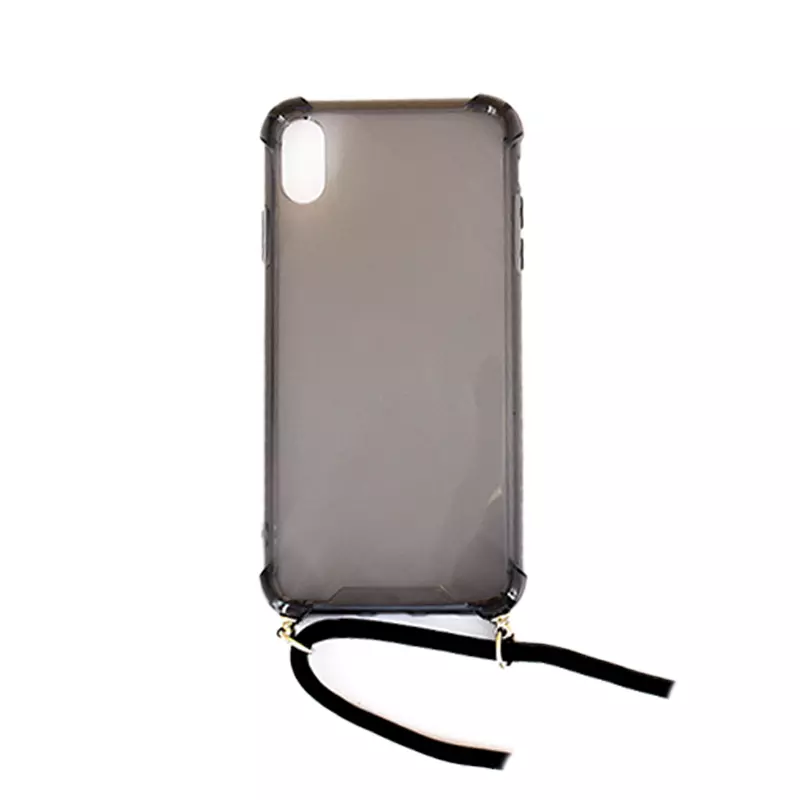 Coque silicone transparente iPhone XS Max avec cordon noir